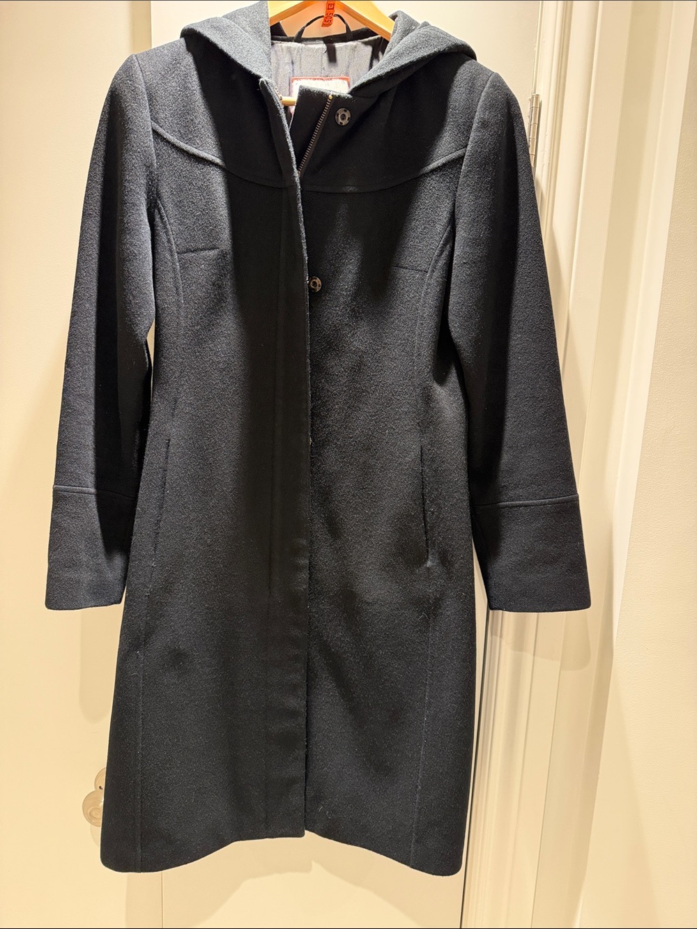 Aritzia Talula Babaton Black Hooded Wool-Blend Coat